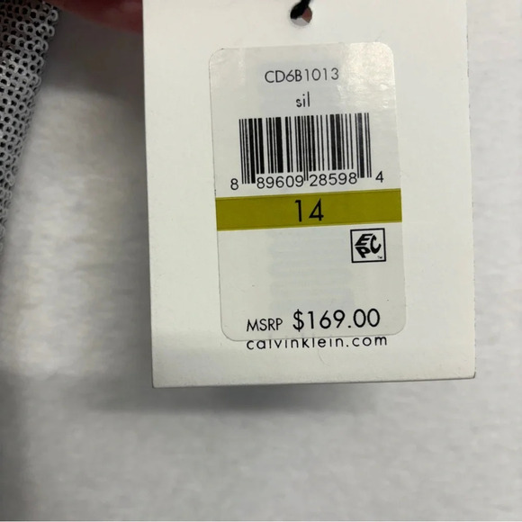 NWT CALVIN KLEIN SILVER SEQUIN FLORAL FITTED HALTER PARTY COCKTAIL MIDI DRESS 14 - Picture 8 of 14